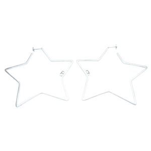 AUTH VTG Christian Dior Sterling .925 Silver Large Star CD Logo Hoop Earrings